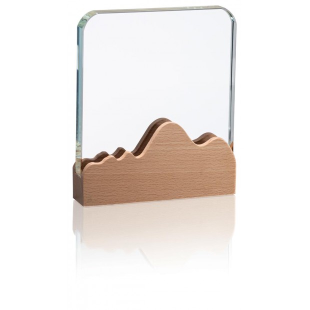 Firkantede Glasstatuetter på træsokkel # 175 - 205  mm