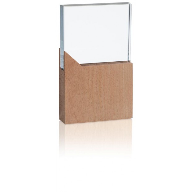 Firkantede Glasstatuetter på træsokkel # 170 - 230  mm