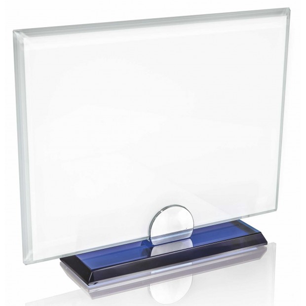 Firkantede glasstatuetter med Blå Detaljer # 140 - 180 mm