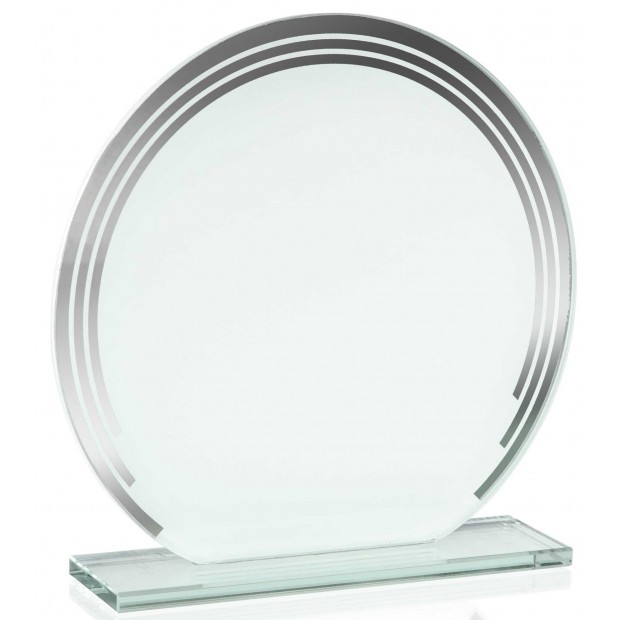 Runde Glasstatuetter med Sølv Detaljer # 140 - 180 mm